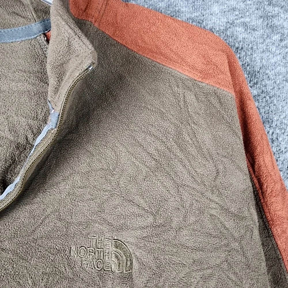 The North Face Pullover Mens XL TKA 100 Brown Orange Quarter Zip Fleece EUC